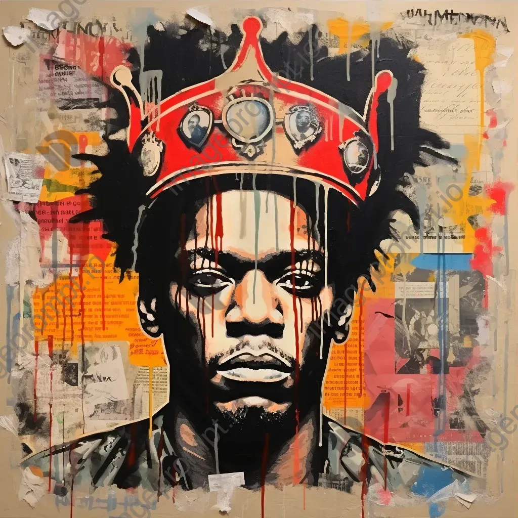 Graffiti style, Basquiat-inspired street art on war relics symbolizing peace and struggle - Image 3