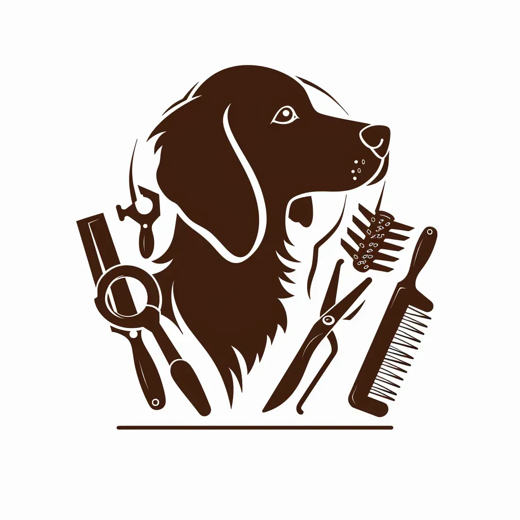 Pet grooming salon logo with cute dog silhouette and tools - Image 2