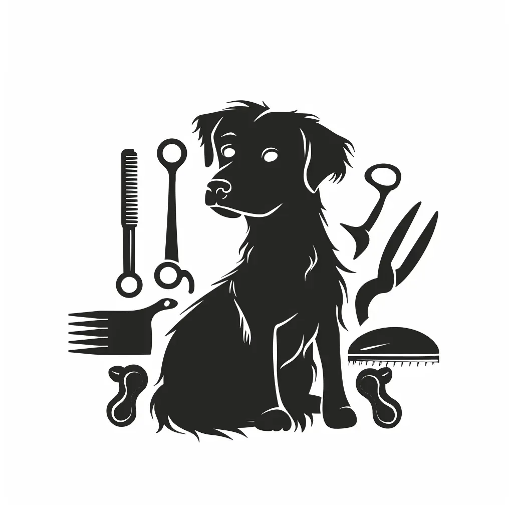 Pet grooming salon logo with cute dog silhouette and tools - Image 3