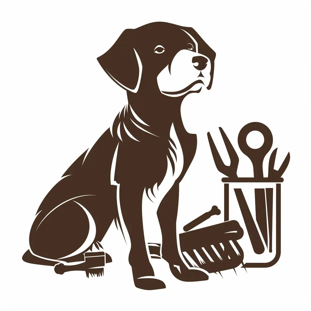 Pet grooming salon logo with cute dog silhouette and tools - Image 4