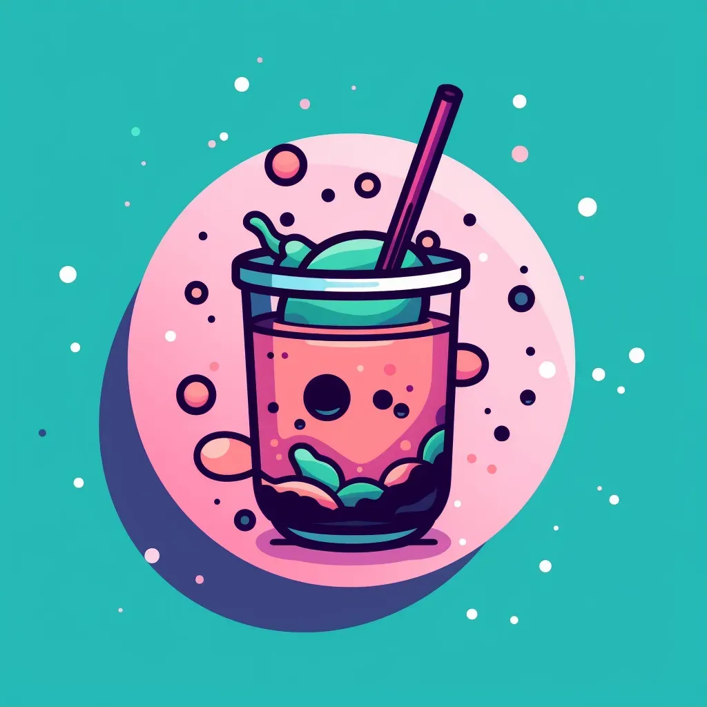 Colorful boba cup logo in pink and green - Image 1