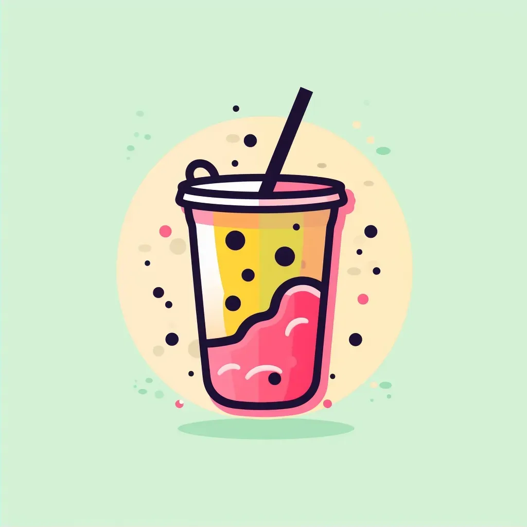 Colorful boba cup logo in pink and green - Image 2