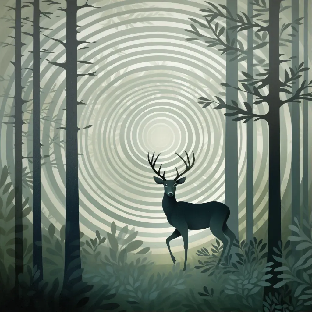 Image of a deer in a misty forest at dawn - Image 1