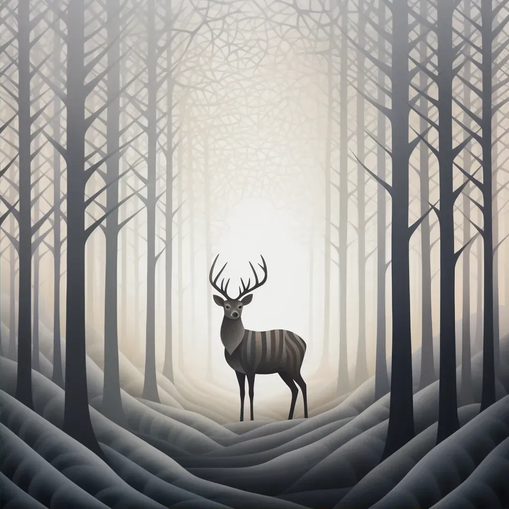 Image of a deer in a misty forest at dawn - Image 2