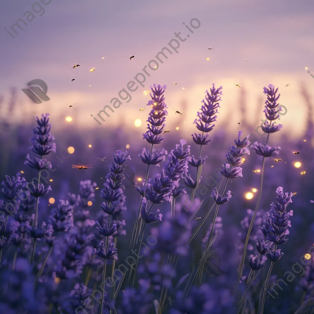 Lavender garden at dusk with glowing fireflies. - Image 3