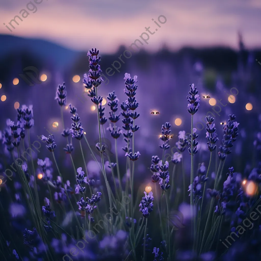 Lavender garden at dusk with glowing fireflies. - Image 4