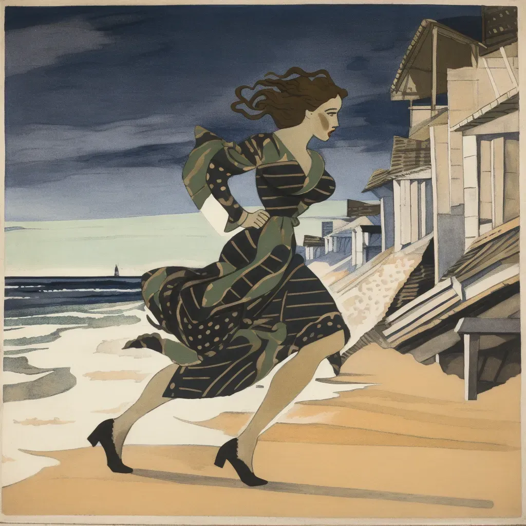 Woman with a prosthetic leg running on a beach with ocean waves in the background - Image 2