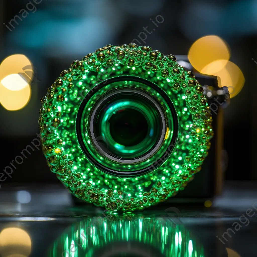 Emerald and chartreuse gradient with circular bokeh effects - Image 3