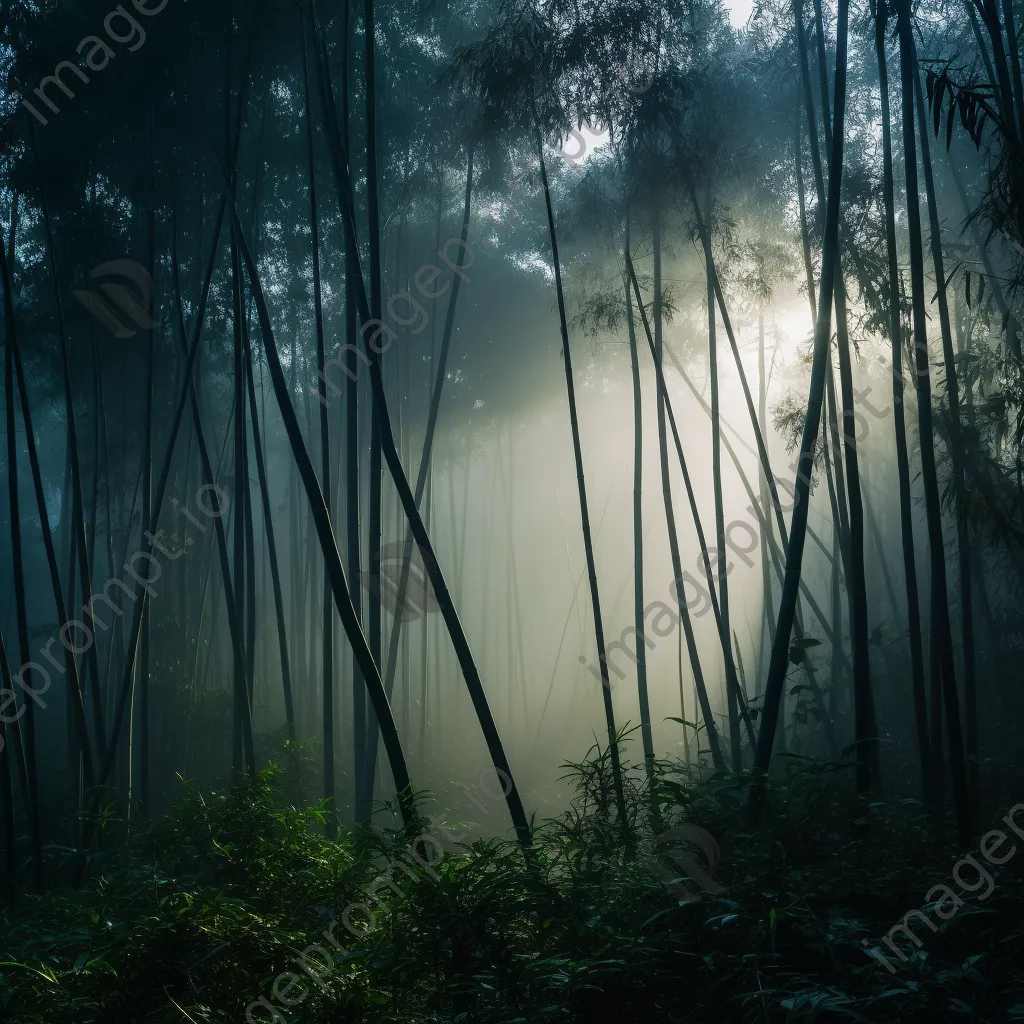 Misty bamboo forest at dawn - Image 1