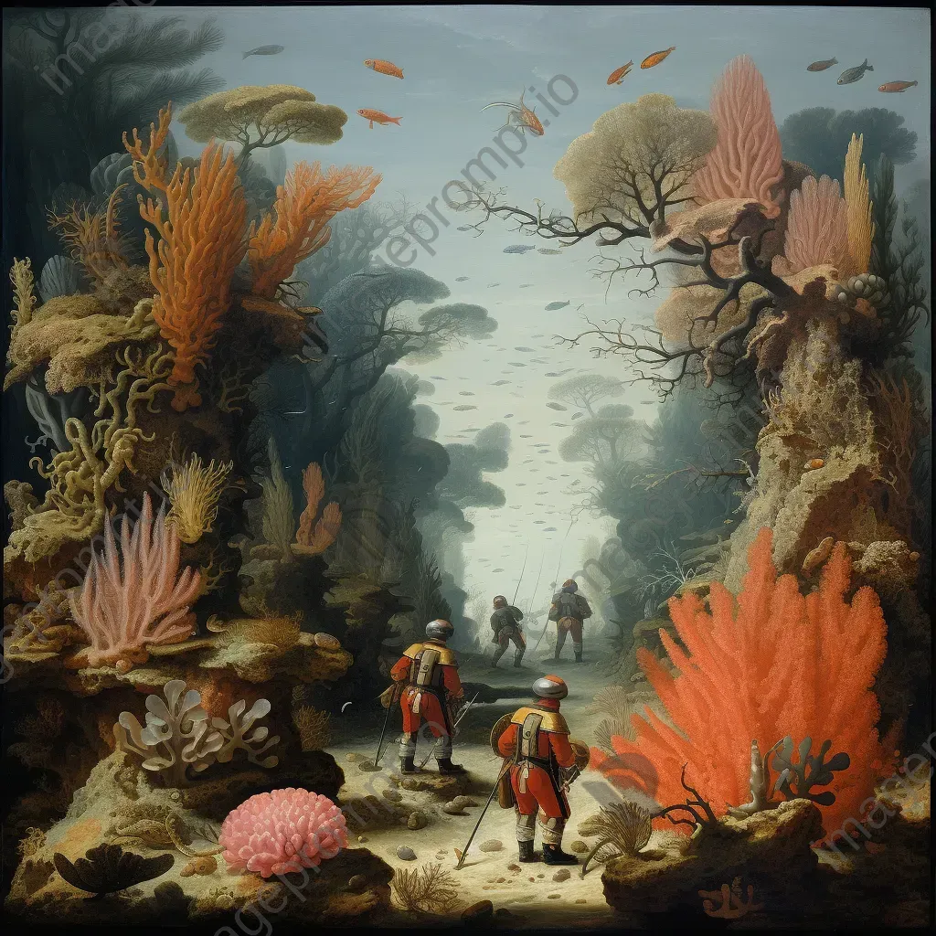 Divers exploring colorful coral reef with exotic marine life - Image 1