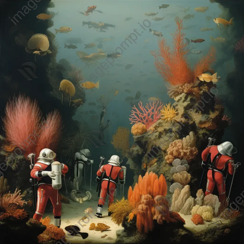 Divers exploring colorful coral reef with exotic marine life - Image 4