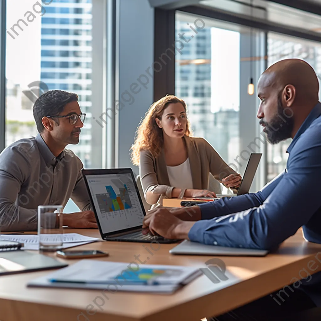 Group of professionals discussing strategies in a modern office - Image 3