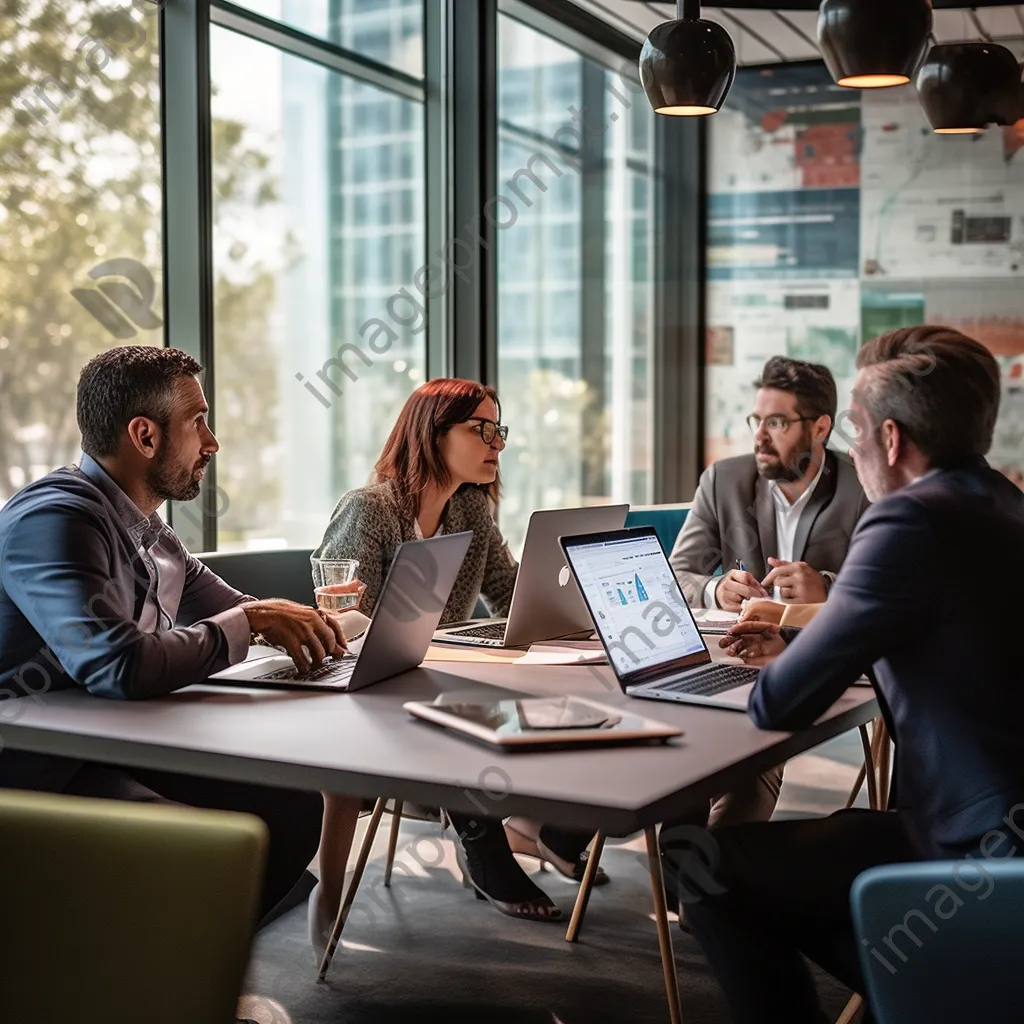 Group of professionals discussing strategies in a modern office - Image 4