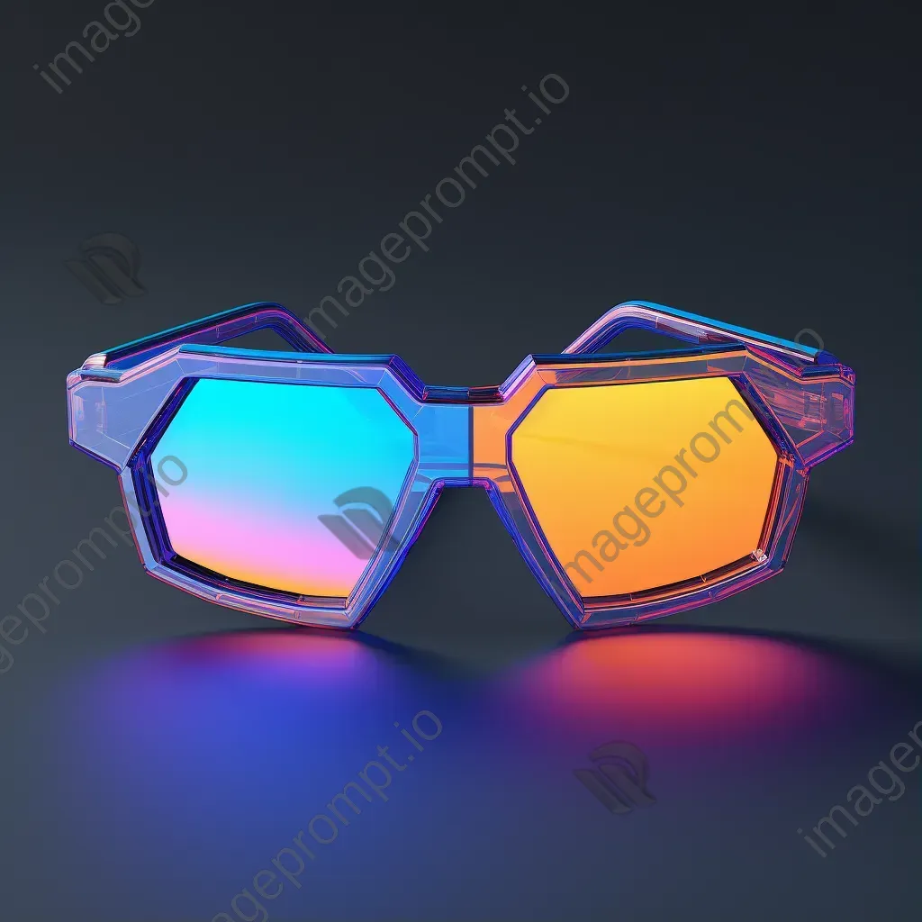 Retro sunglasses in a low poly style with a pixelated neon color palette - Image 1