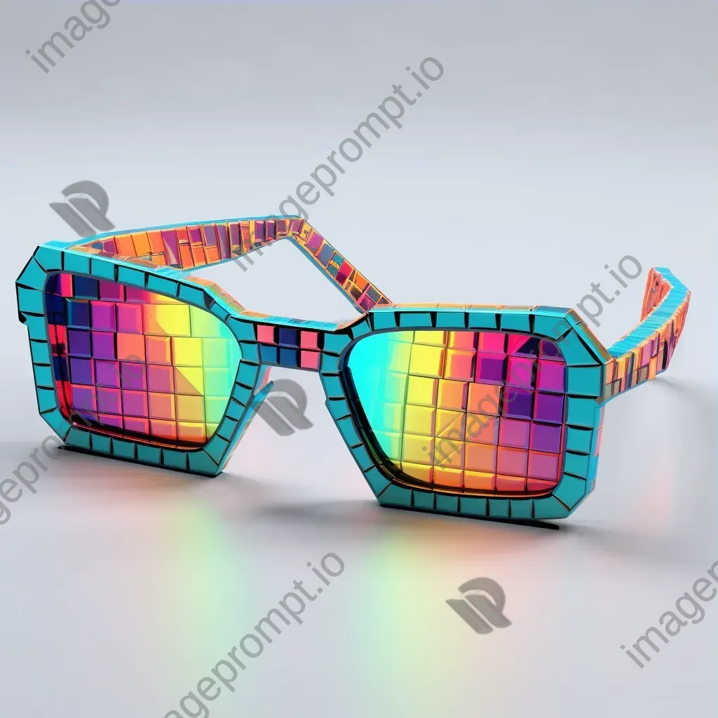 Retro sunglasses in a low poly style with a pixelated neon color palette - Image 3