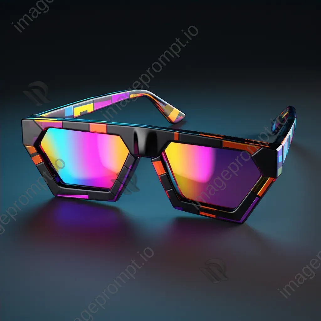 Retro sunglasses in a low poly style with a pixelated neon color palette - Image 4