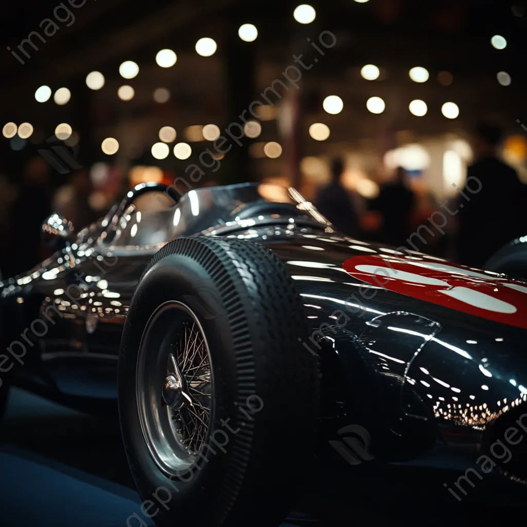 Vintage racing car on display at a car show - Image 2