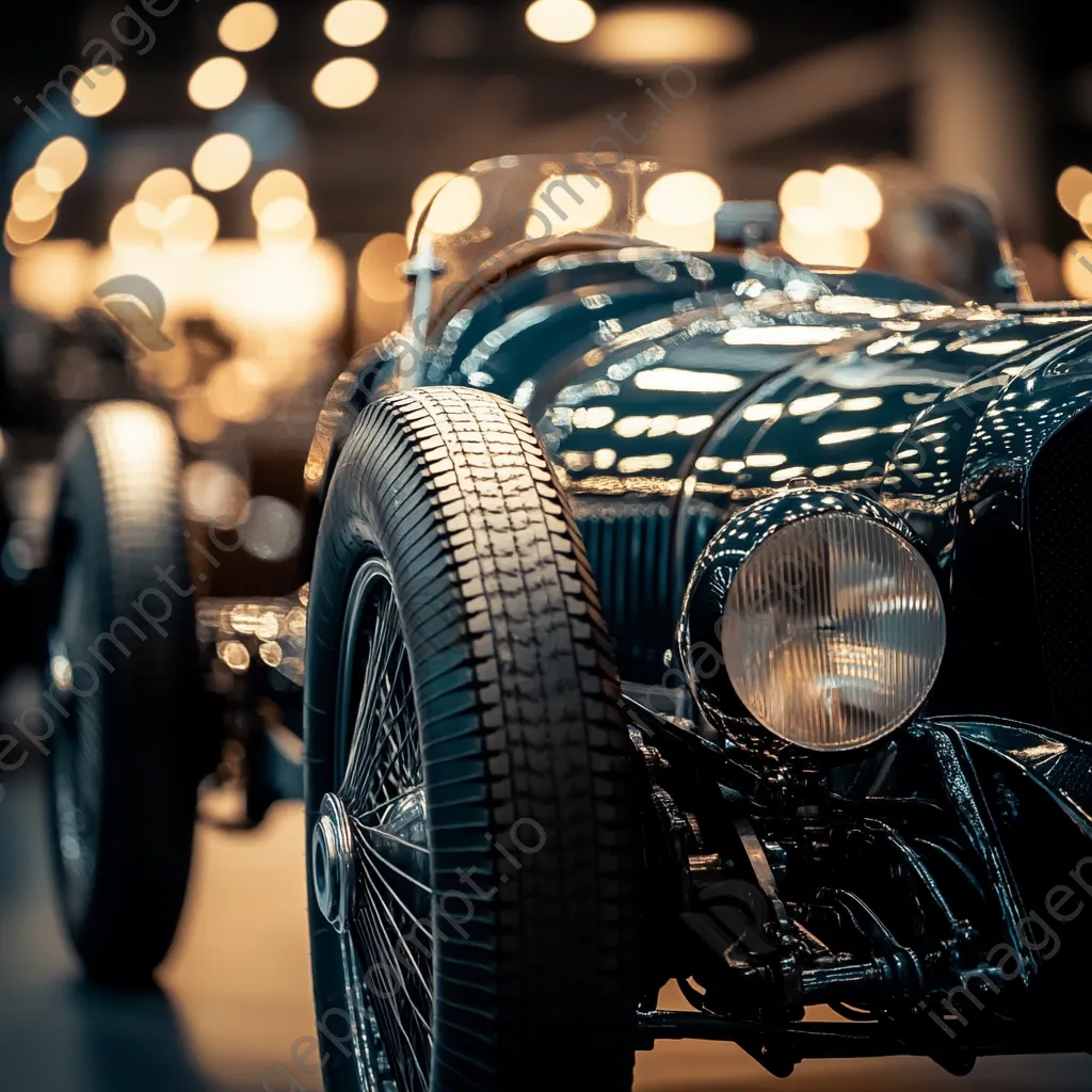 Vintage racing car on display at a car show - Image 4