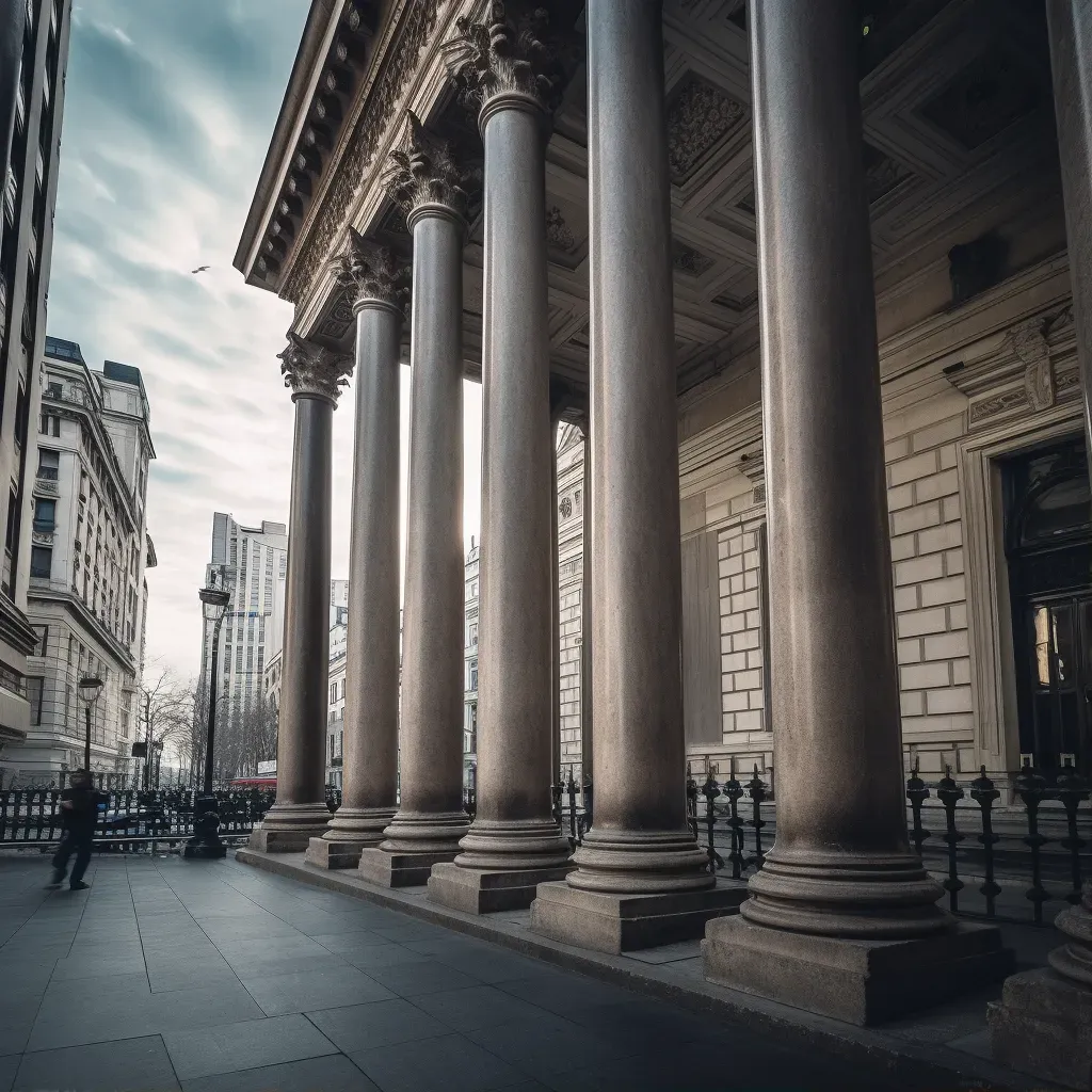 Neoclassical architecture with columns and grand facades in an urban cityscape - Image 1