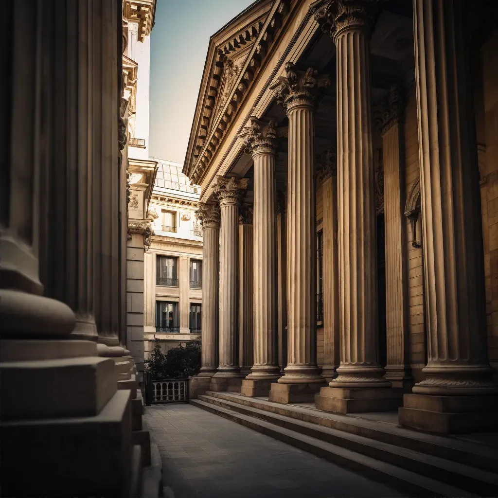 Neoclassical architecture with columns and grand facades in an urban cityscape - Image 2