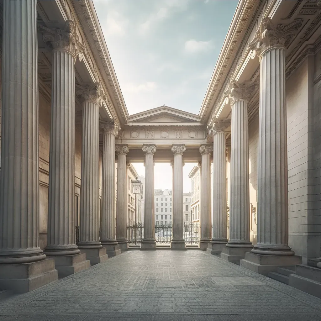 Neoclassical architecture with columns and grand facades in an urban cityscape - Image 3