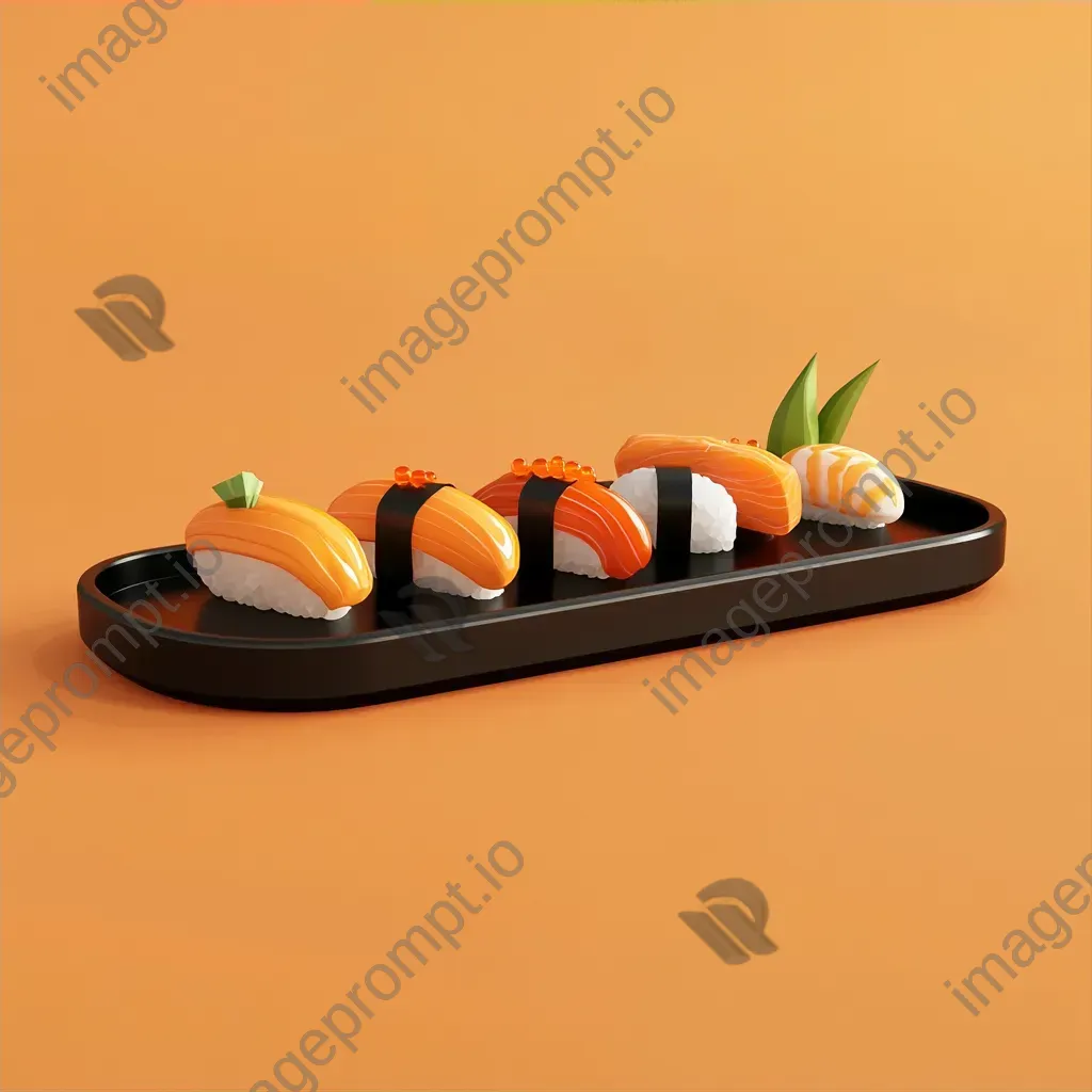 Japanese sushi platter represented in geometric, low poly style with vibrant colors - Image 4