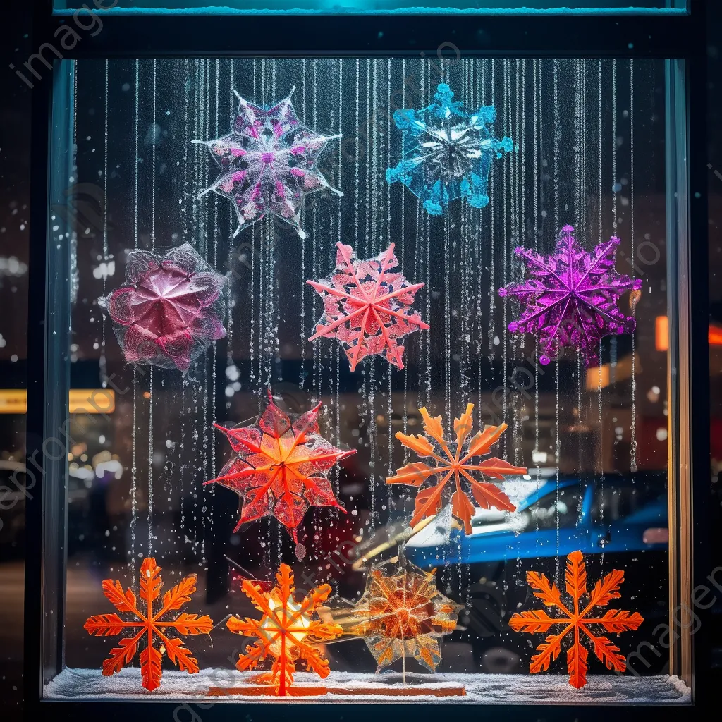 A bright festive window display advertising holiday discounts. - Image 2