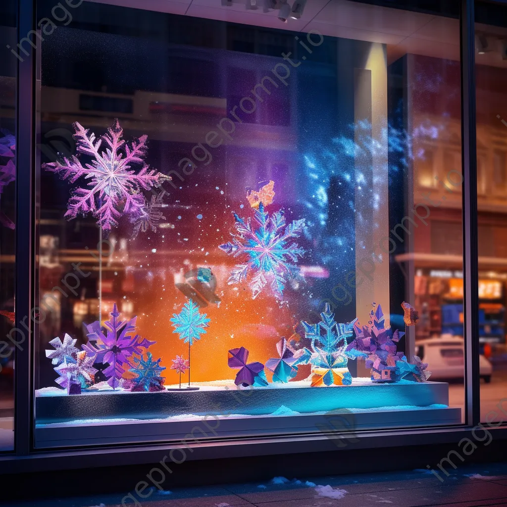 A bright festive window display advertising holiday discounts. - Image 3