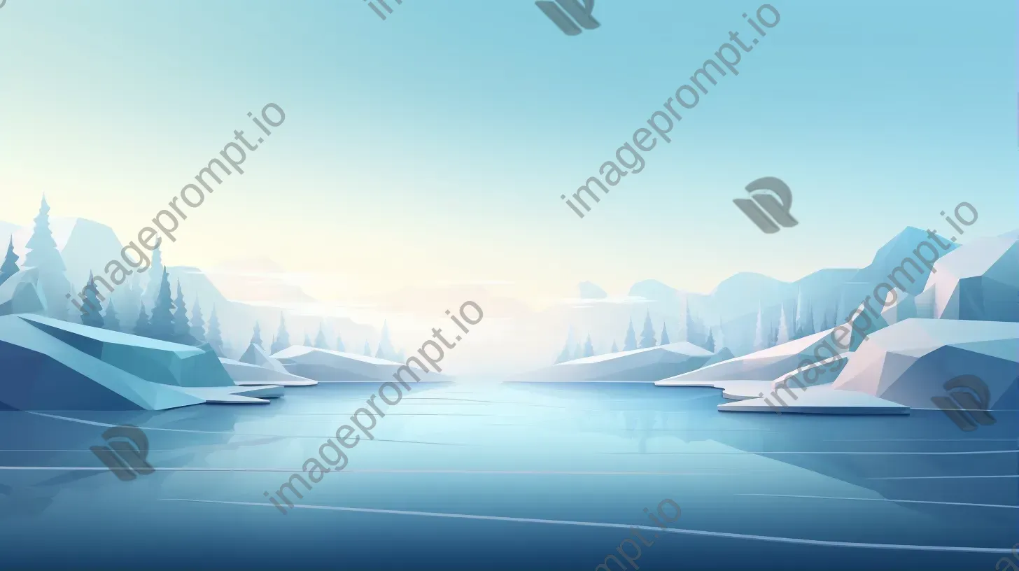 Tranquil winter landscape in low poly style - Image 1