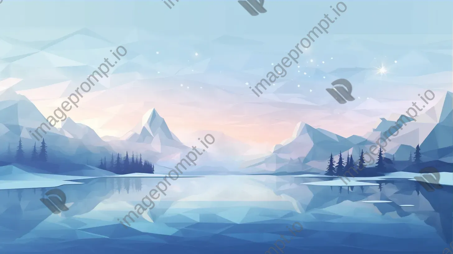 Tranquil winter landscape in low poly style - Image 3