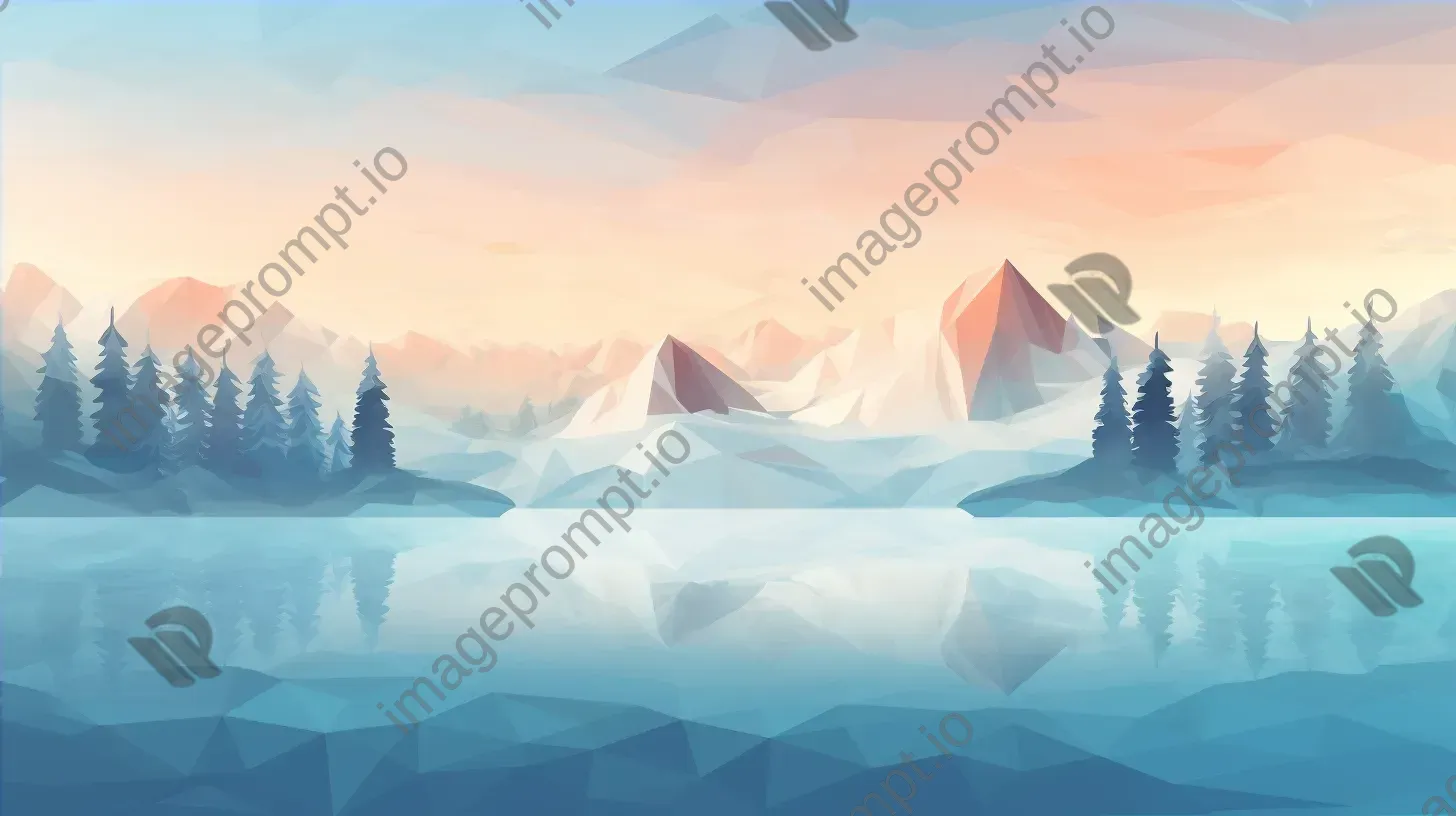 Tranquil winter landscape in low poly style - Image 4