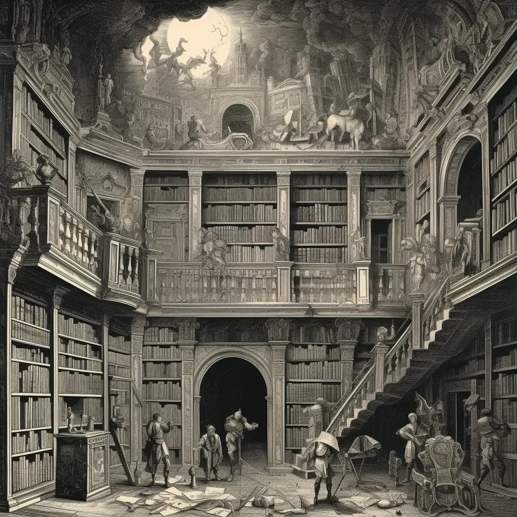 Grand library in the afterlife filled with life story books - Image 1