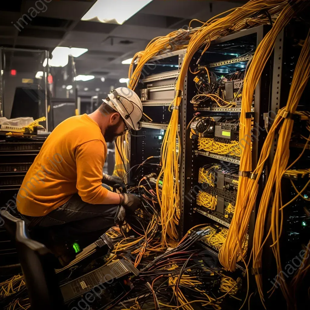 Technicians working on network maintenance equipment - Image 3