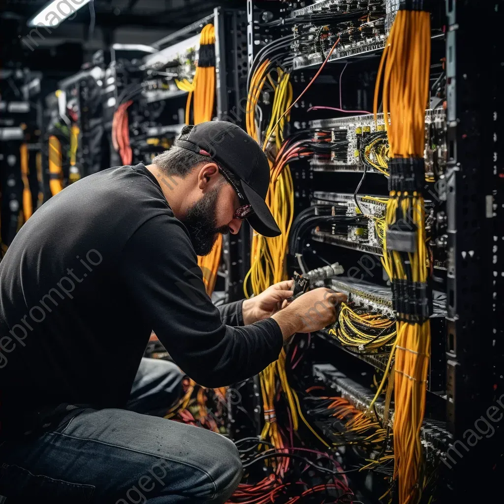 Technicians working on network maintenance equipment - Image 4