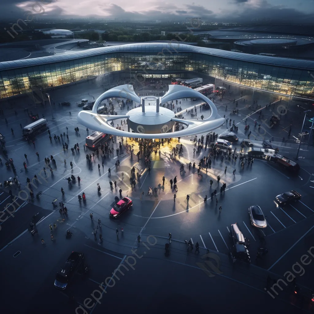 Aerial view of a busy airport terminal with passengers - Image 4