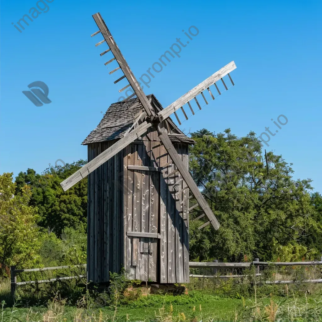 Rustic vintage windmill with wooden blades - Image 2