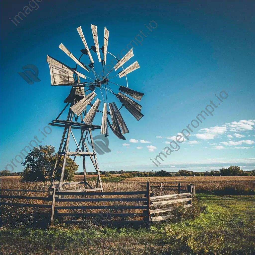 Rustic vintage windmill with wooden blades - Image 4