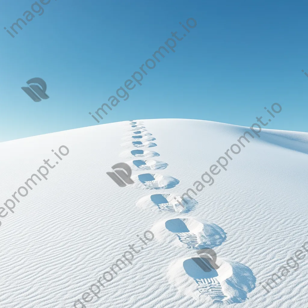 Footprints leading through bright white sand dunes - Image 2