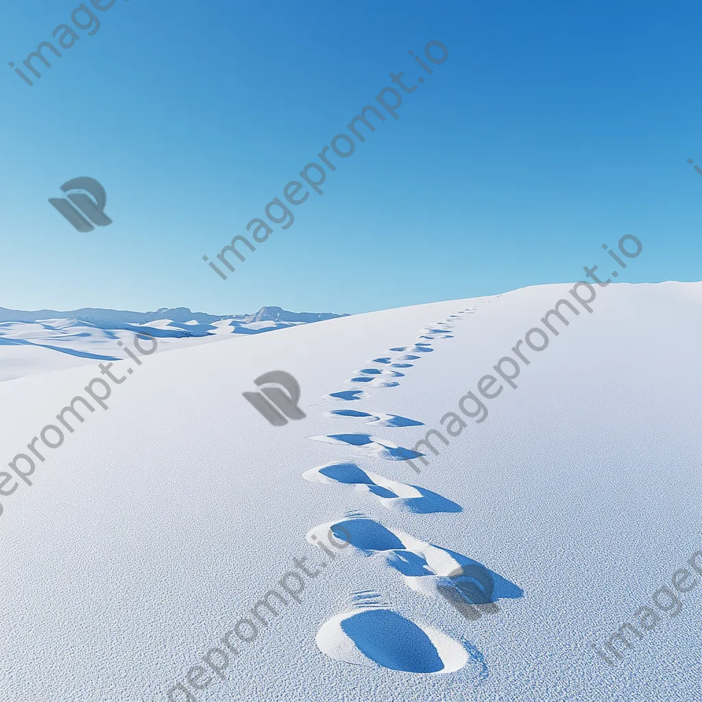 Footprints leading through bright white sand dunes - Image 3