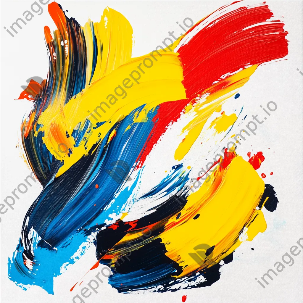 Bold paint strokes in primary colors on canvas - Image 1