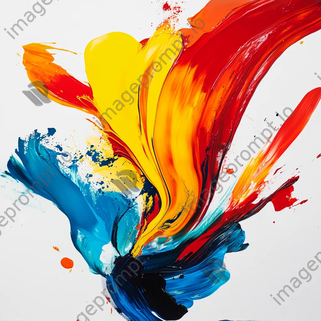 Bold paint strokes in primary colors on canvas - Image 2