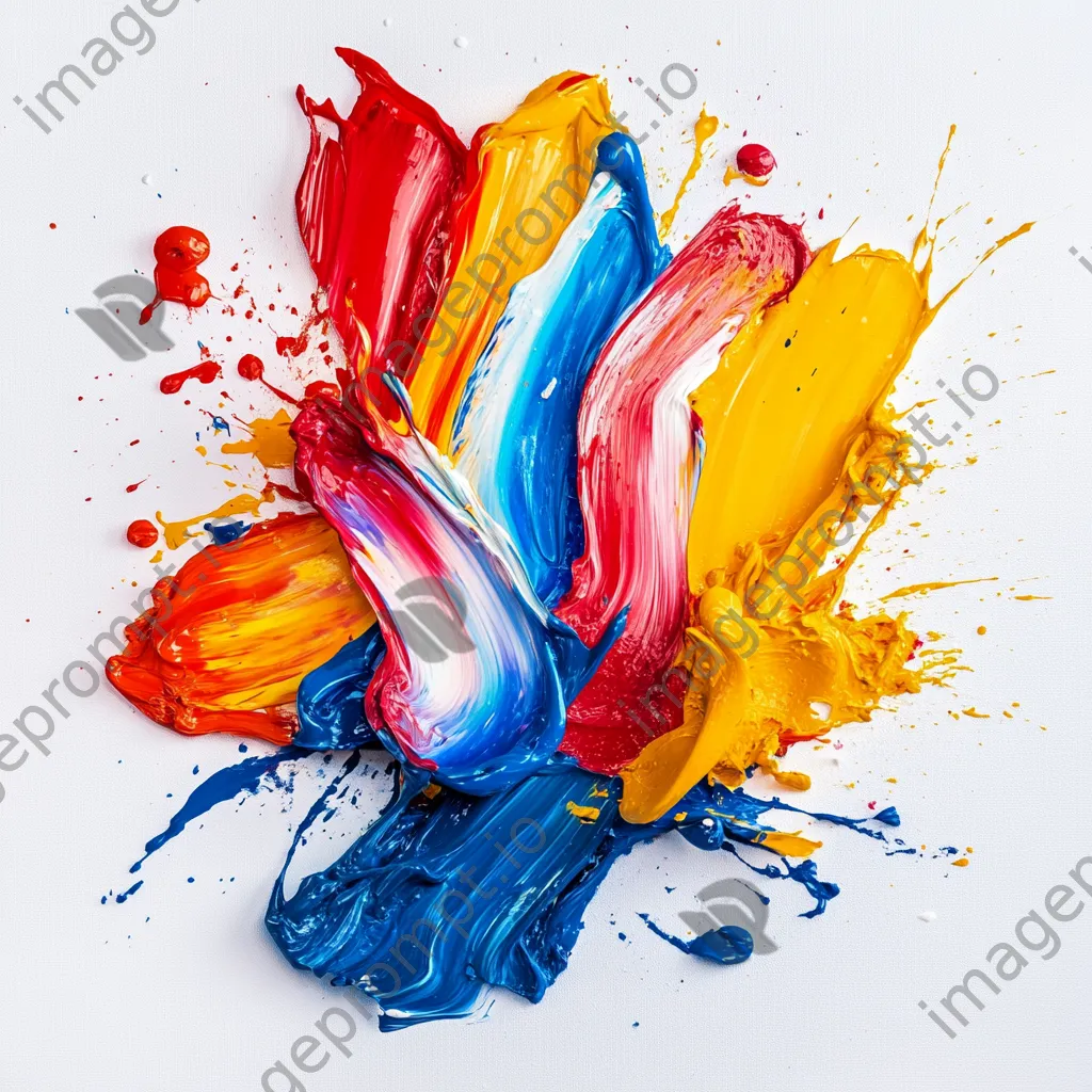 Bold paint strokes in primary colors on canvas - Image 3