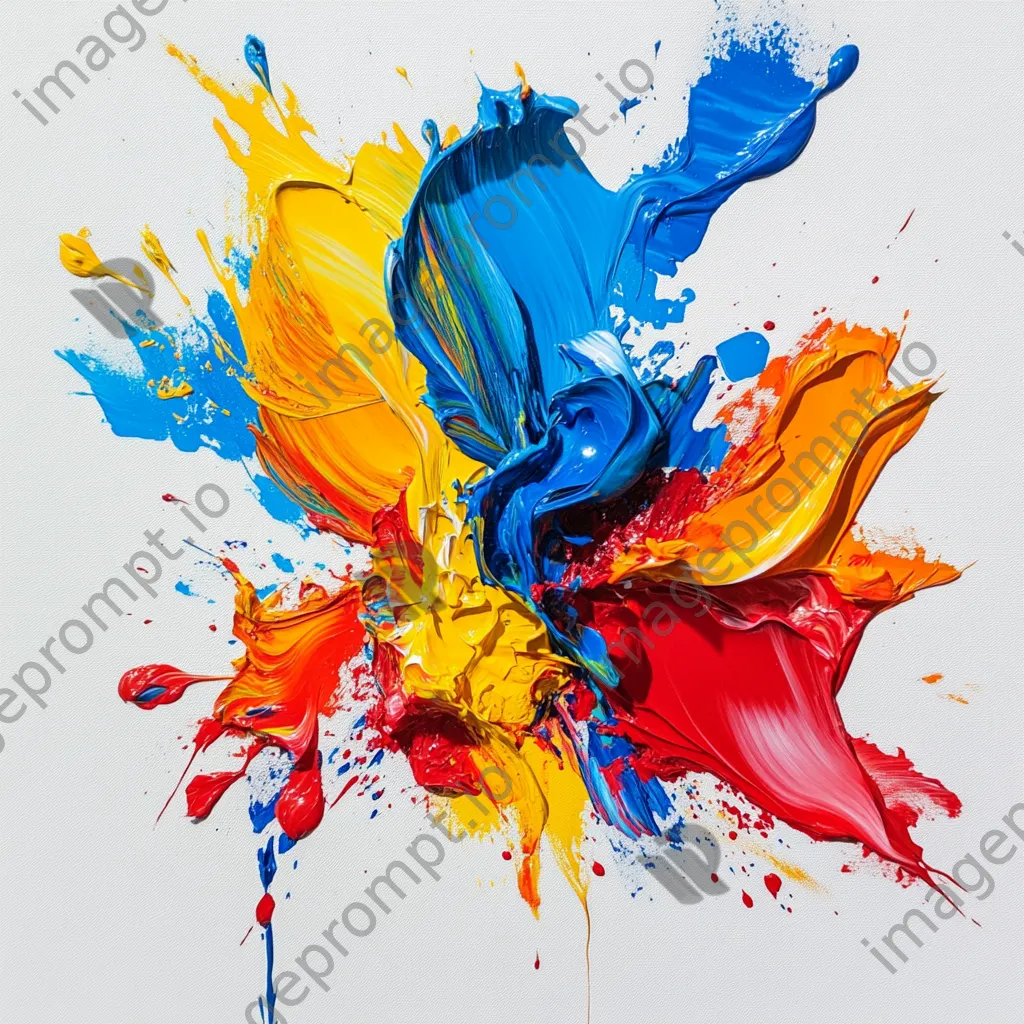 Bold paint strokes in primary colors on canvas - Image 4