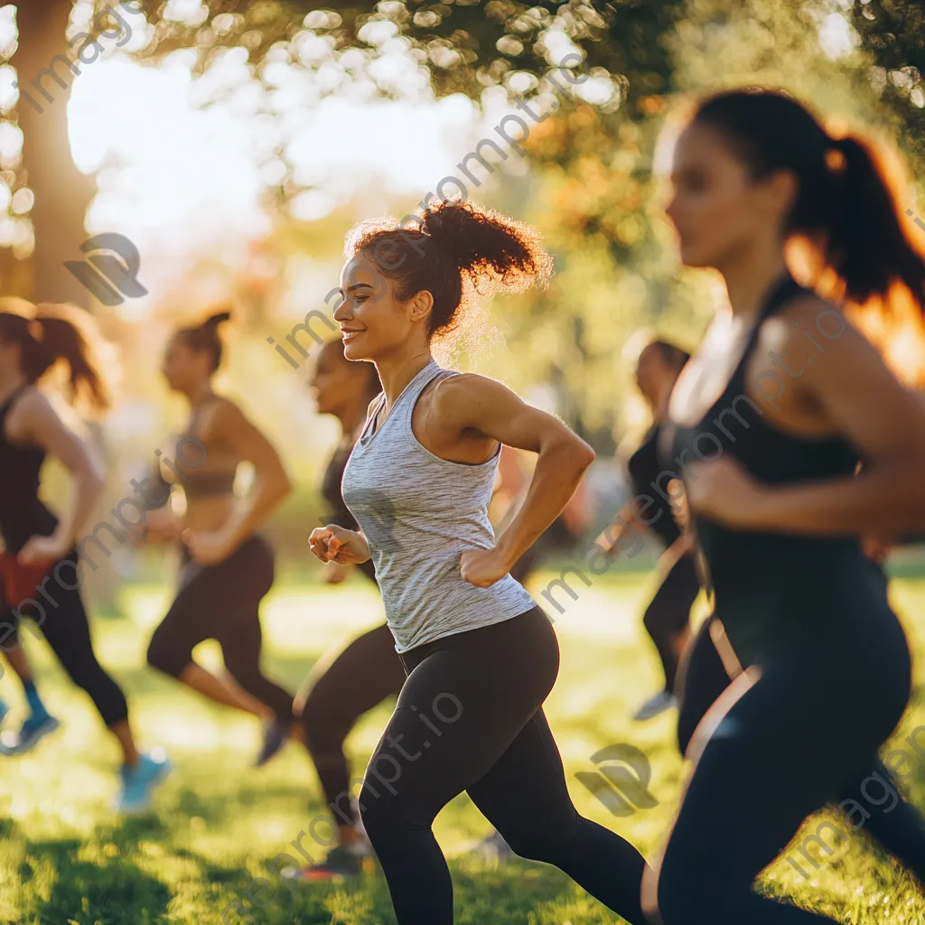 Participants in an outdoor boot camp, engaging in various exercises under sunlight. - Image 1