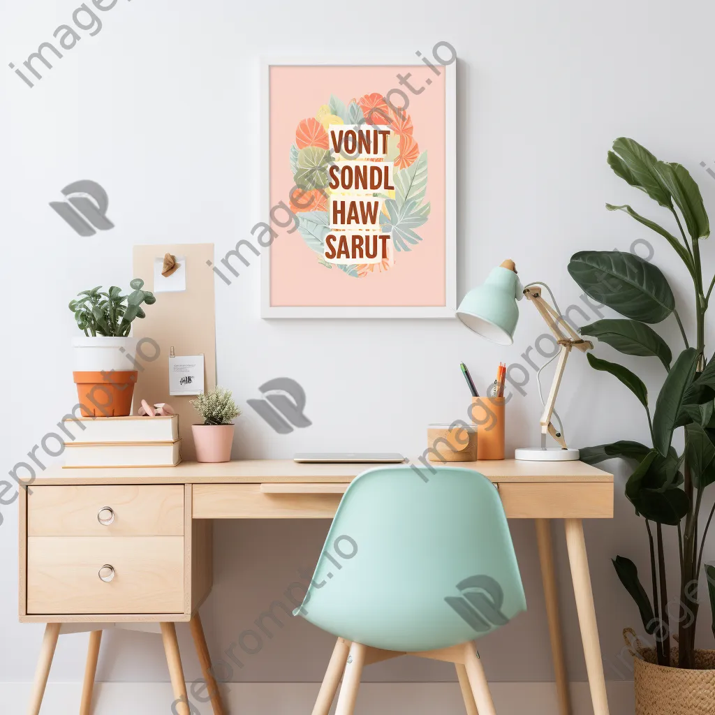 Study space with motivational quotes and colorful decor. - Image 1