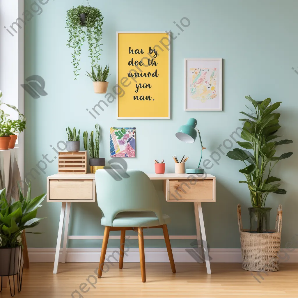 Study space with motivational quotes and colorful decor. - Image 3