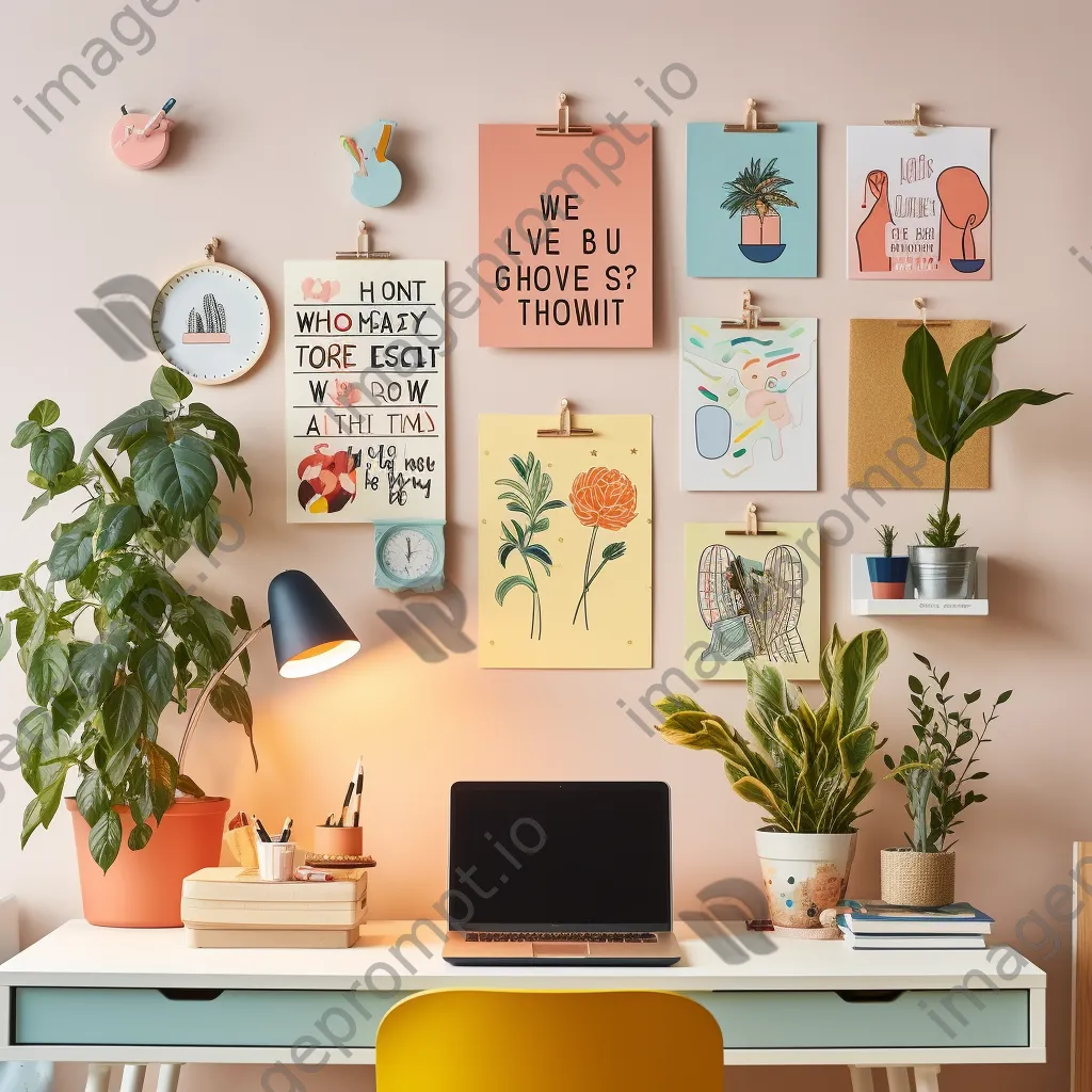 Study space with motivational quotes and colorful decor. - Image 4