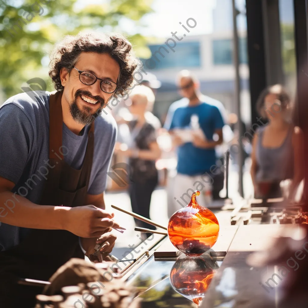 Artisans demonstrating glass blowing at an outdoor event - Image 2