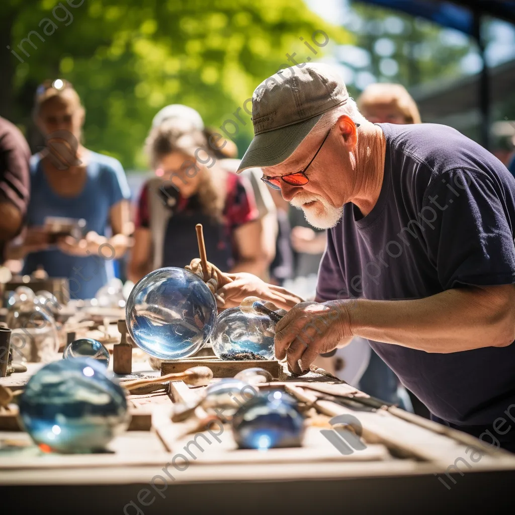 Artisans demonstrating glass blowing at an outdoor event - Image 3