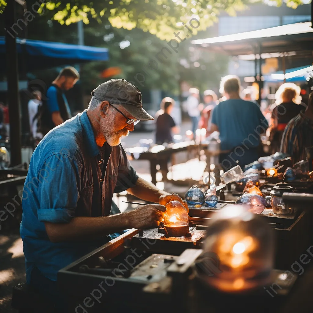 Artisans demonstrating glass blowing at an outdoor event - Image 4